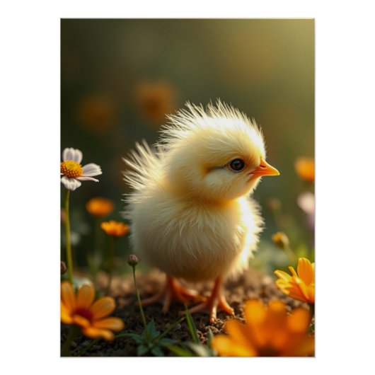 Fluffy Yellow Chick Art Poster (Vorderseite)