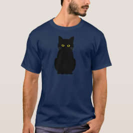 Fluffy Yellow-Mit Augen Black Cat Halloween T-Shirt