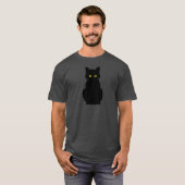 Fluffy Yellow-Mit Augen Black Cat Halloween T-Shirt (Vorne ganz)