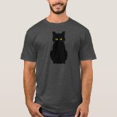 Fluffy Yellow-Mit Augen Black Cat Halloween T-Shirt (Vorderseite)