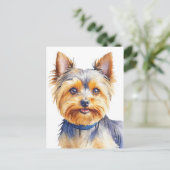 Fluffy Yorkshire Terrier Soft und Gentle Dog Art Postkarte (Stehend Vorderseite)