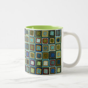 Flufys Granny Square Decke 330g Zweifarben-Tasse Zweifarbige Tasse