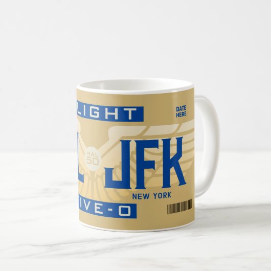 Flug 5-O (HAL50) HNL bis JFK Kaffeetasse (VorderseiteRechts)