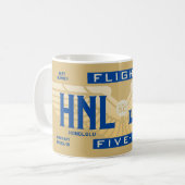 Flug 5-O (HAL50) HNL bis JFK Kaffeetasse (Vorderseite Links)