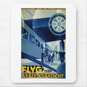 Flug A-B Aero Transport Vintage Travel Ad Mousepad