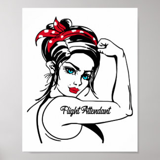 Flug Attendant Rosie The Riveter Button Up Poster