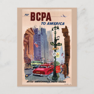 Flug BCPA nach Amerika Vintage Poster Restauriert Postkarte