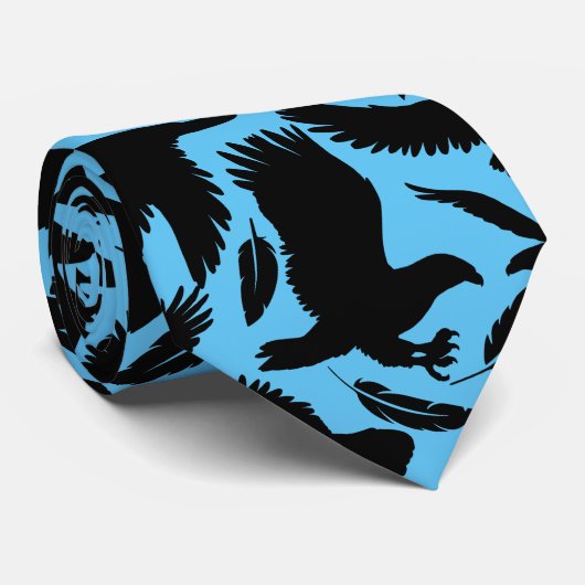 Flug der Adler schwarz.w L blau BG Krawatte (Gerollt)