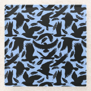 Flug der Adler schwarz.w L Blue BG Glasuntersetzer