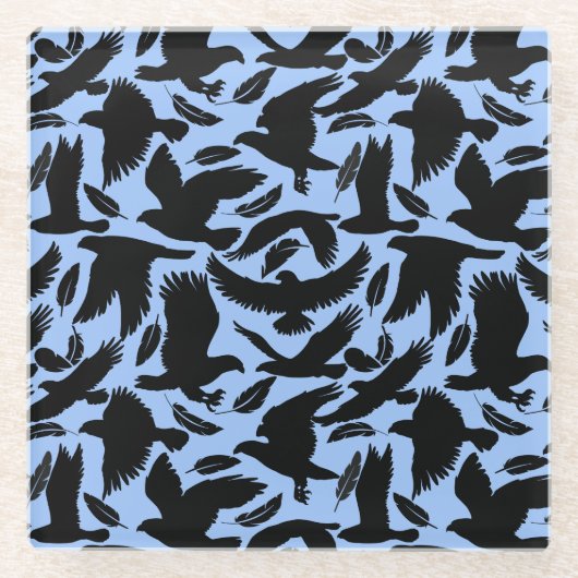 Flug der Adler schwarz.w L Blue BG Glasuntersetzer (Vorderseite)