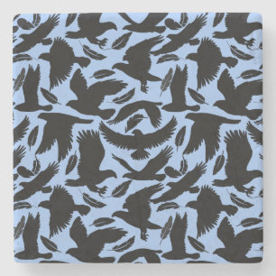 Flug der Adler schwarz.w L Blue BG Steinuntersetzer