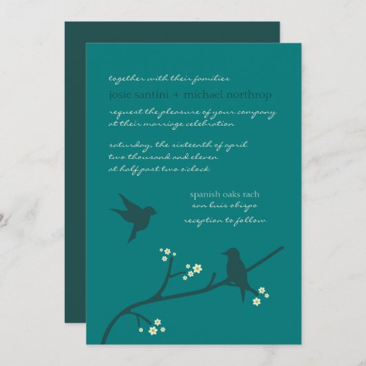 Flug der Liebe {Pfau} Einladungen (Vorne/Hinten)