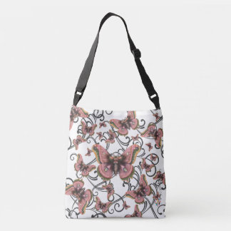 Flug der rosa Schmetterling Crossbody Tasche