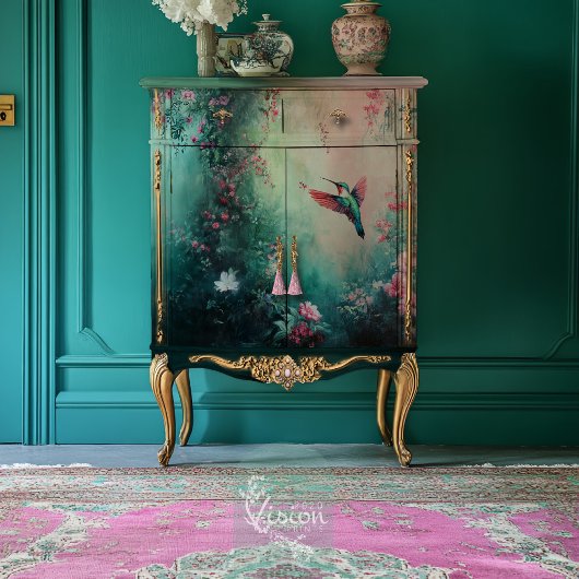 Flug des Hummingvogels, ätherische Flora Seidenpapier