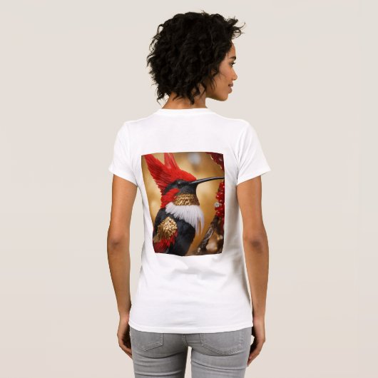 " Flug des Roten, Weißen und Schwarzen Hummingvoge T-Shirt (Schwarz voll)