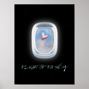 Flug eines extravaganten Fluges an einem Flugzeugf Poster