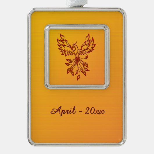 Flug eines Phoenix mit Name und Datum Rahmen-Ornament Silber (Vorderseite)