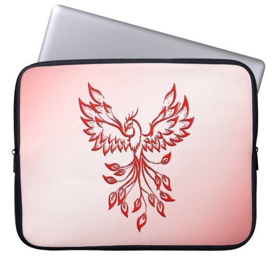 Flug eines Phönix Rot auf Rosa Laptopschutzhülle (Vorderseite)