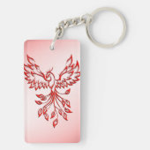 Flug eines Phönix Rot auf Rosa Schlüsselanhänger (Rückseite)