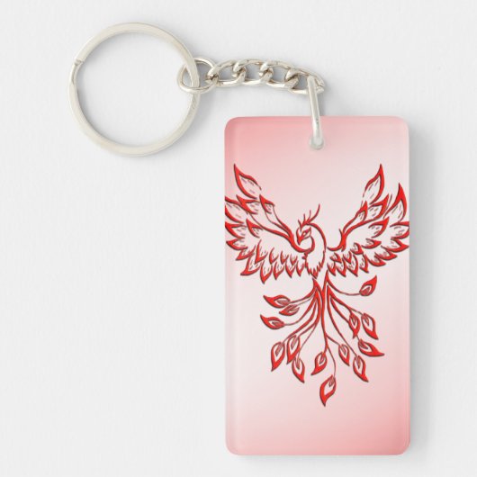 Flug eines Phönix Rot auf Rosa Schlüsselanhänger (Vorderseite)