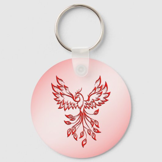 Flug eines Phönix Rot auf Rosa Schlüsselanhänger (Vorderseite)
