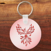 Flug eines Phönix Rot auf Rosa Schlüsselanhänger (Vorderseite)