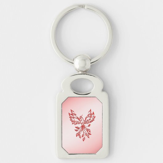 Flug eines Phönix Rot auf Rosa Schlüsselanhänger (Vorderseite)