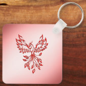 Flug eines Phönix Rot auf Rosa Schlüsselanhänger (Rückseite)