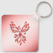 Flug eines Phönix Rot auf Rosa Schlüsselanhänger (Rückseite)