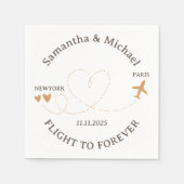 Flug Flugzeug Reise Herz Hochzeit Serviette (Vorderseite)