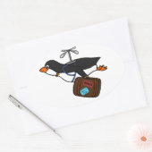 Flug Hubschrauber Pinguin mit Koffer Ovaler Aufkleber (Umschlag)