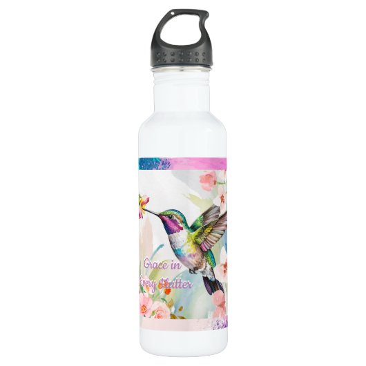 Flug: Hummingbird Elegance Edelstahlflasche (Vorderseite)