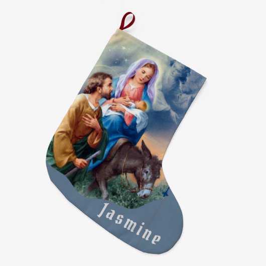 Flug in Ägypten Jesus Mary Joseph Großer Weihnachtsstrumpf (Vorderansicht (hängend))