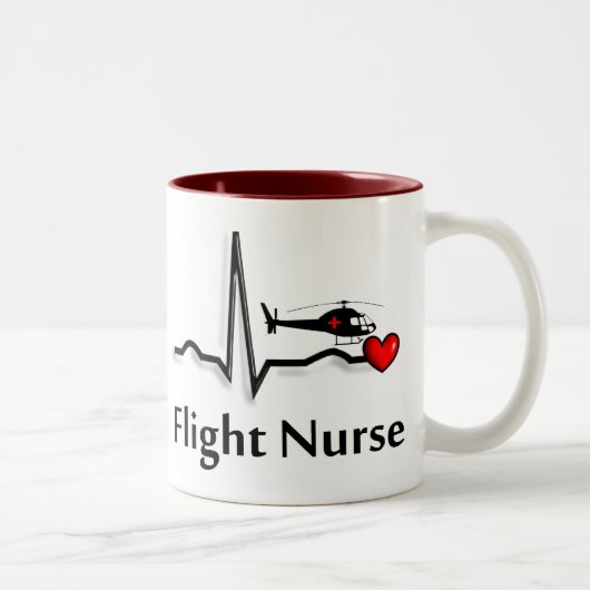 Flug-Krankenschwester QRS u. Hubschrauber-Entwurf Zweifarbige Tasse (Rechts)