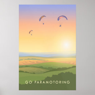 Flug mit Paramotor Reiseplakat Poster