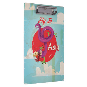 Flug nach Asien Vintage-Reiseplakat Klemmbrett