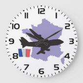 Flug nach Frankreich Große Wanduhr (Vorderseite)