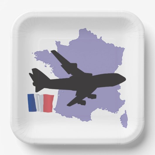 Flug nach Frankreich Pappteller (Vorderseite)