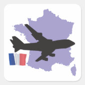 Flug nach Frankreich Quadratischer Aufkleber (Vorderseite)