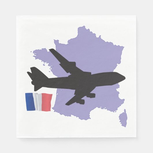 Flug nach Frankreich Serviette (Vorderseite)