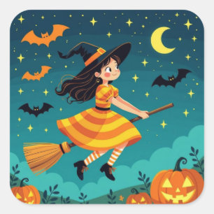 Flug nach Halloween Quadratischer Aufkleber