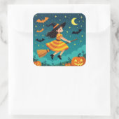 Flug nach Halloween Quadratischer Aufkleber (Tasche)