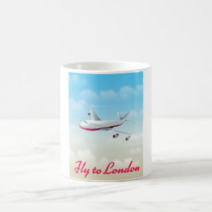 Flug nach London Plane Poster Kaffeetasse
