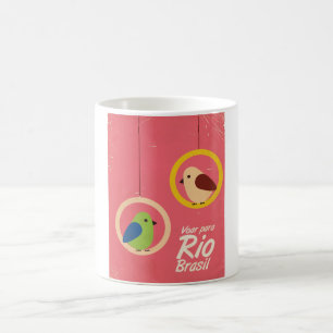 Flug nach Rio, Brasilien Reiseposter. Kaffeetasse