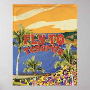Flug nach Teneriffa Vintage-Reiseposter Poster