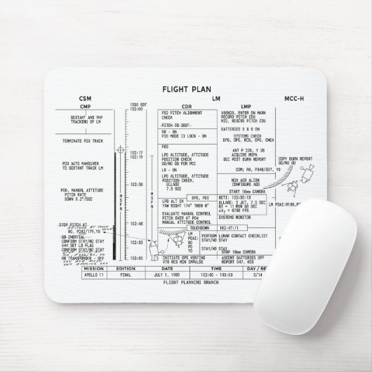 Flug-Plan Apollo 11 Mousepad (Mit Mouse)