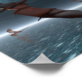 Flug roter Drachen über das Meer Poster (Ecke)