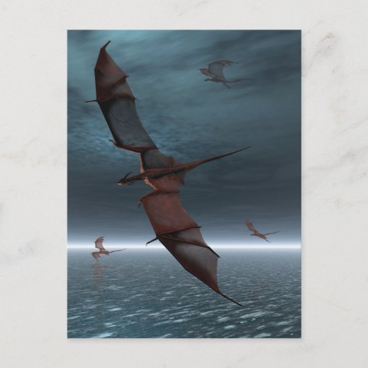 Flug roter Drachen über das Meer Postkarte (Vorderseite)