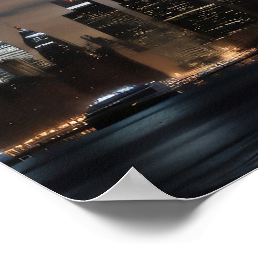 Flug Saucer über Stadt Poster (Ecke)