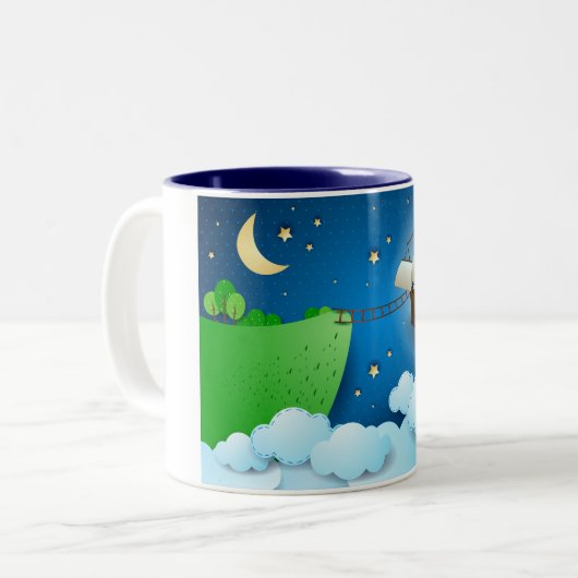 Flug Schiff bei der Anlandung Zweifarbige Tasse (Vorderseite Links)